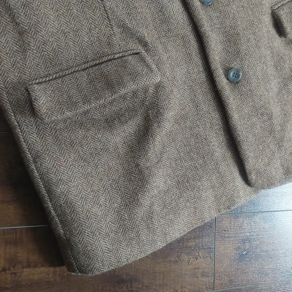 Vintage L.L.Bean Shetland Wool Jacket Brown Insulated Size 50 REG - Picture 9 of 13